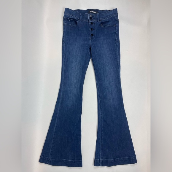 Express Bell Flare High Rise Stretch Jeans. Size 8R - Picture 1 of 13